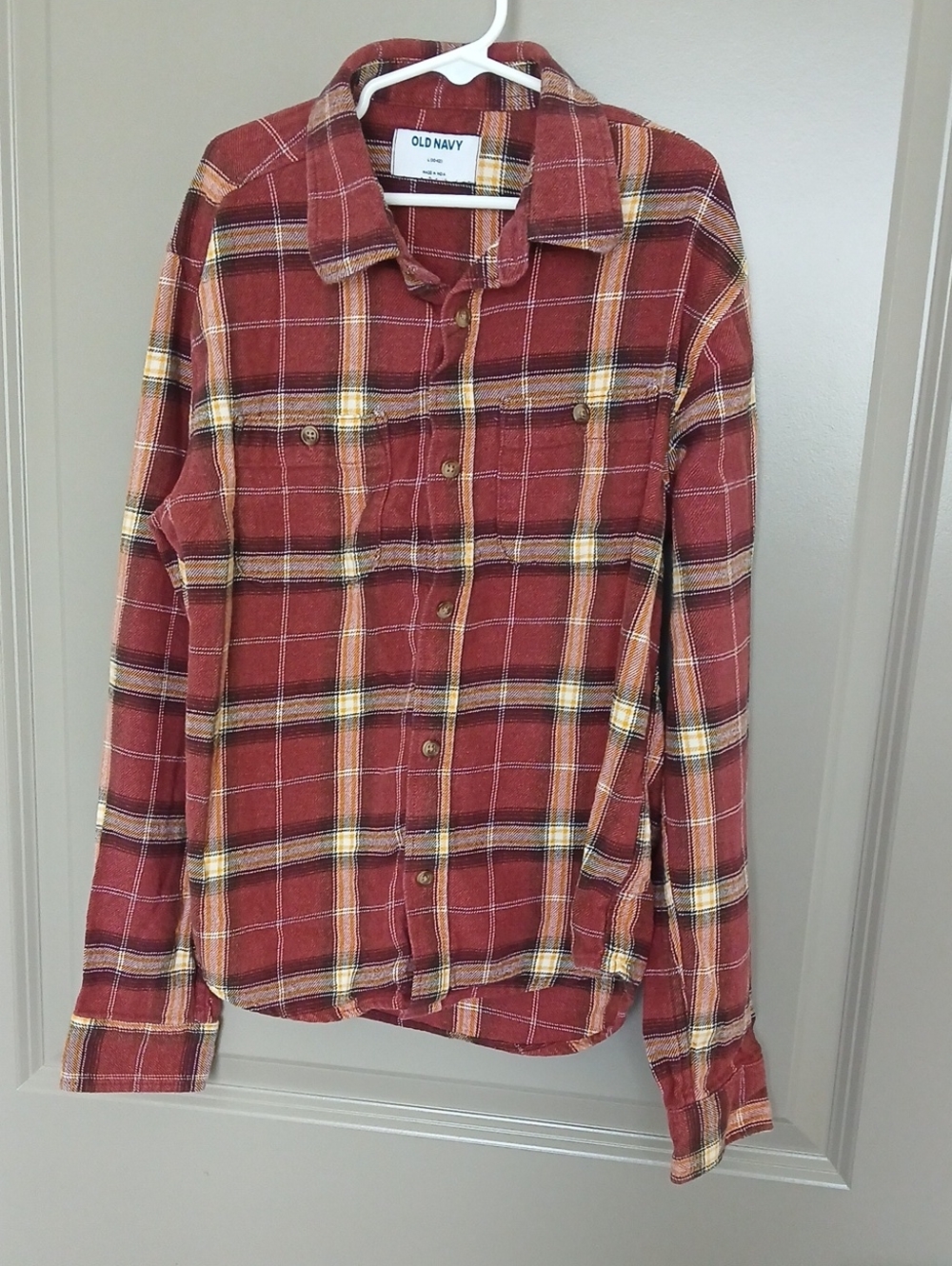 Old Navy Rust Red Plaid Flannel Shirt